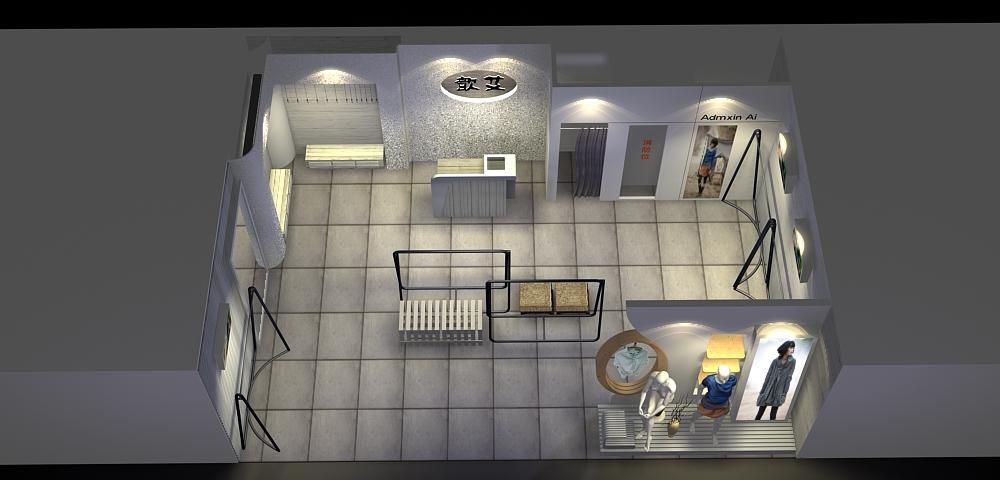 店铺设计 展示设计 3D效果图 服装店铺设计案