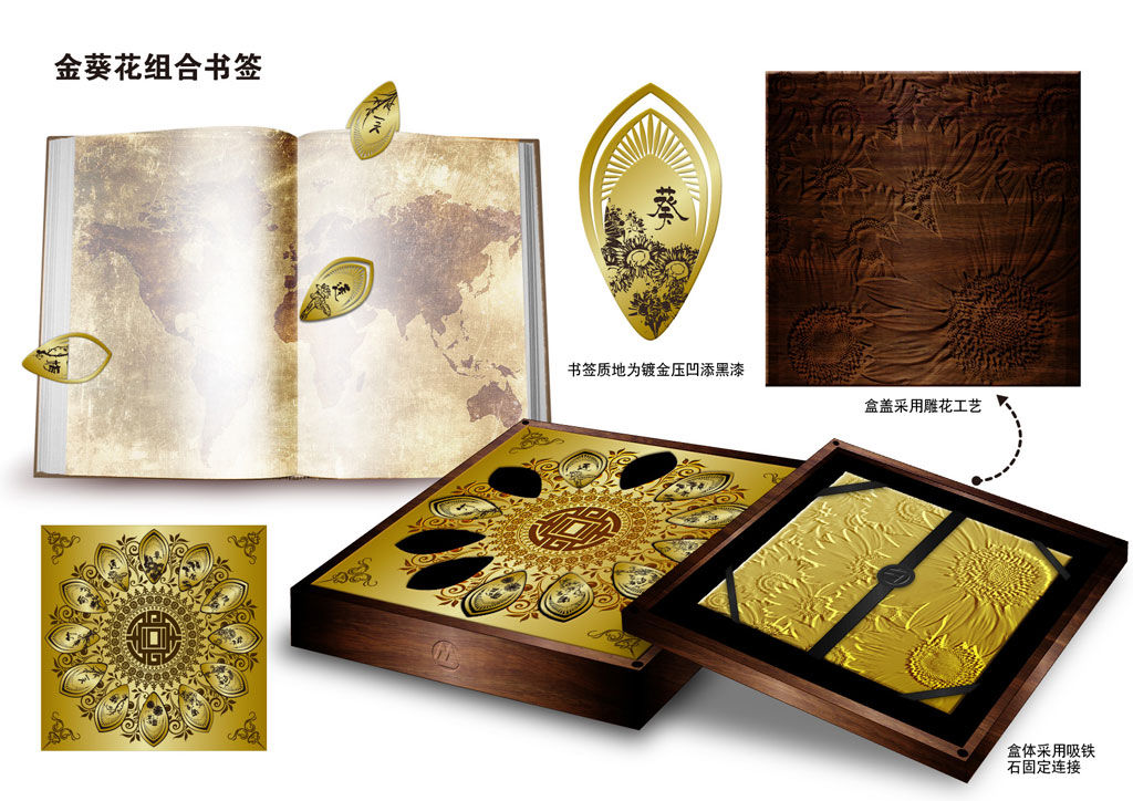 招商银行金葵花组合书签设计案例图片-其它品
