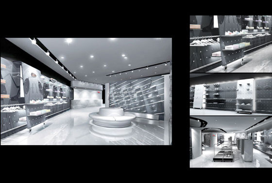 汉诺森店面设计作品:李宁专卖店形象系统-室内