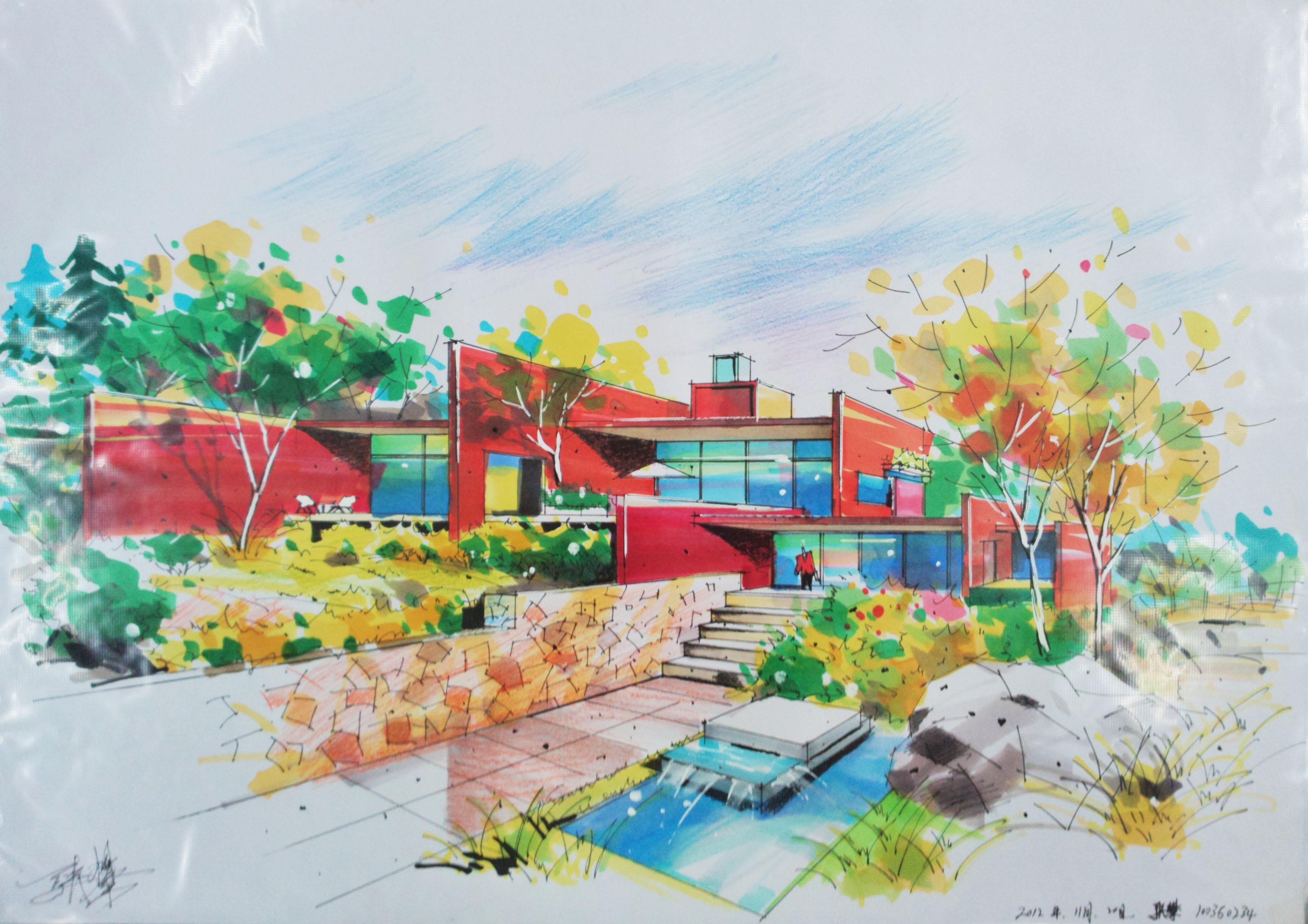 本科建筑手绘-建筑手绘-设计案例 - 设计师P.C