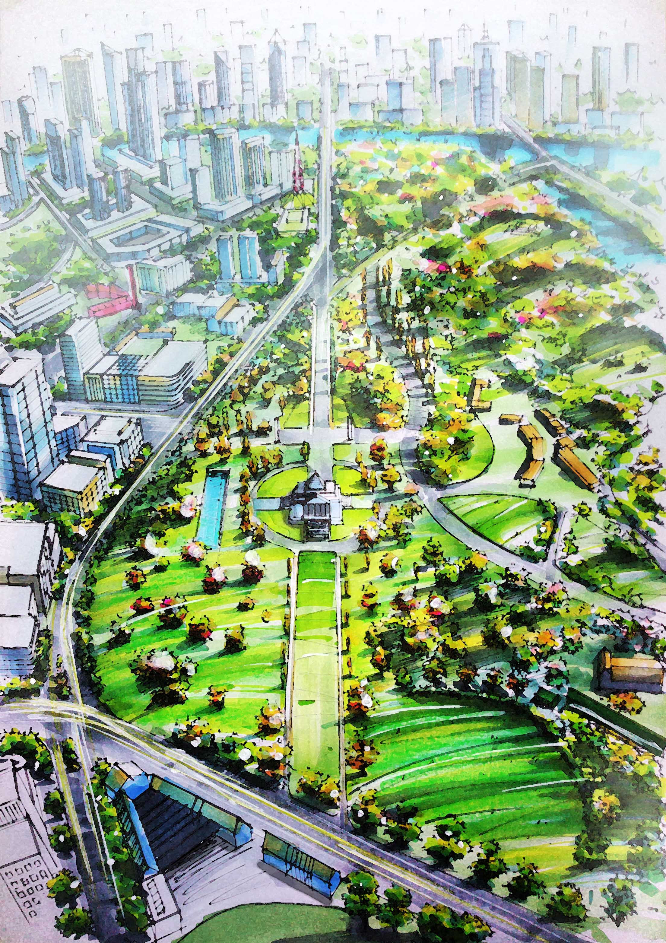 本科建筑手绘-建筑手绘-设计案例 - 设计师P.C