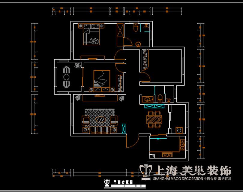 建业森林半岛130平方三室两厅简欧风格设计效果图123