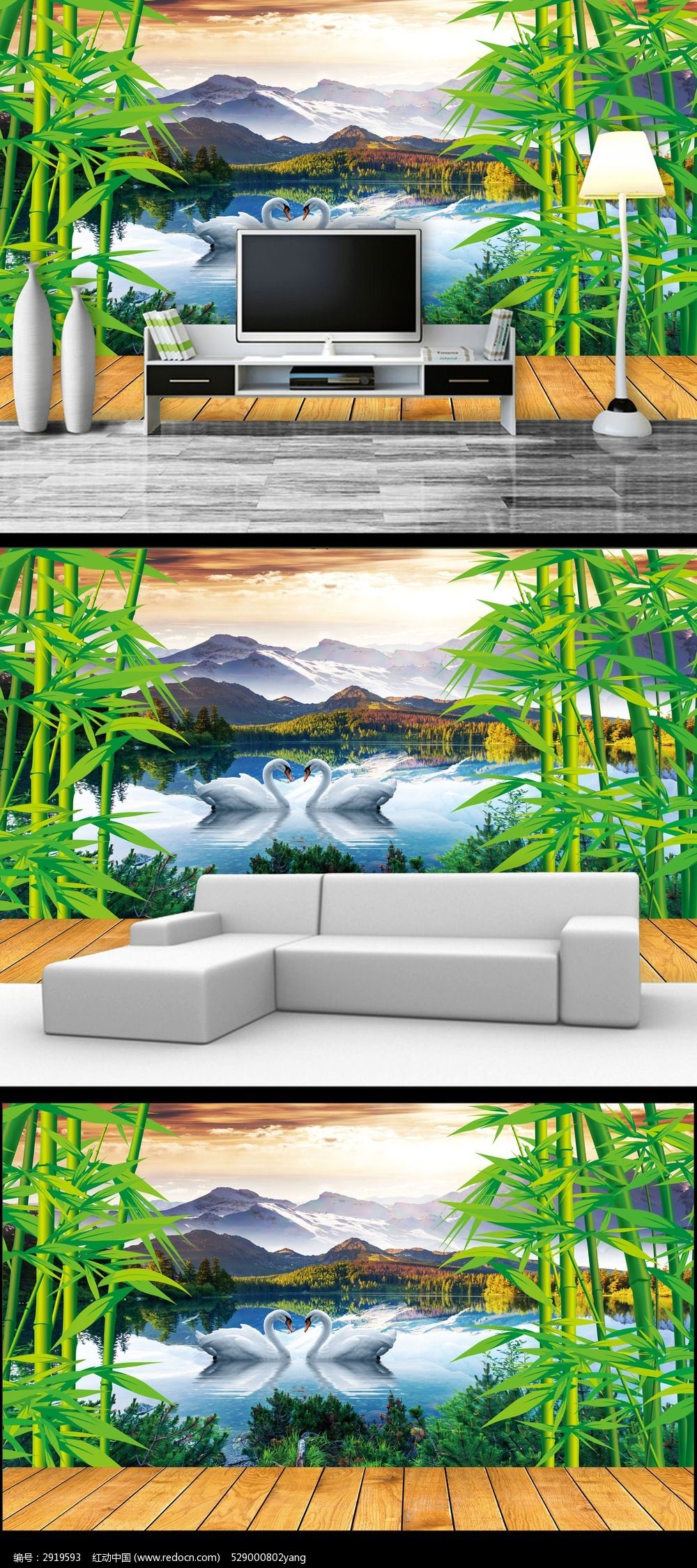 竹林风景画电视背景墙