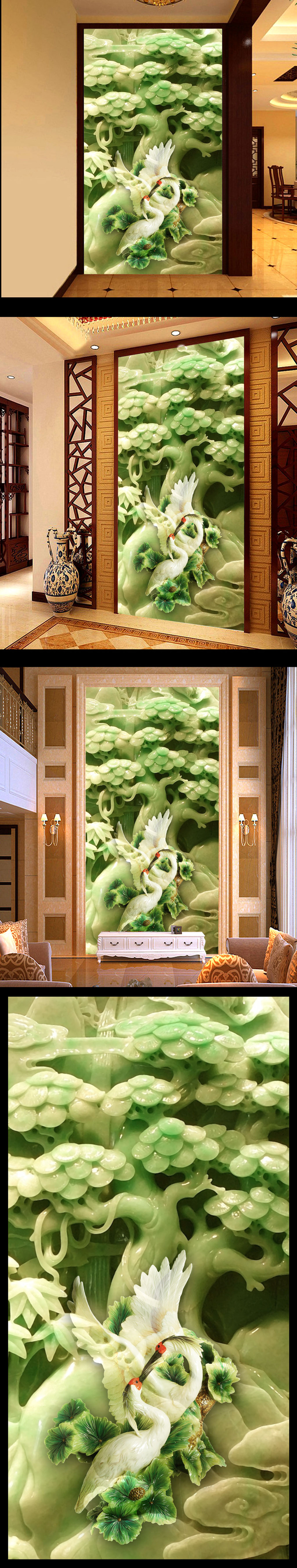 3d高清玉雕壁画风景画玄关图