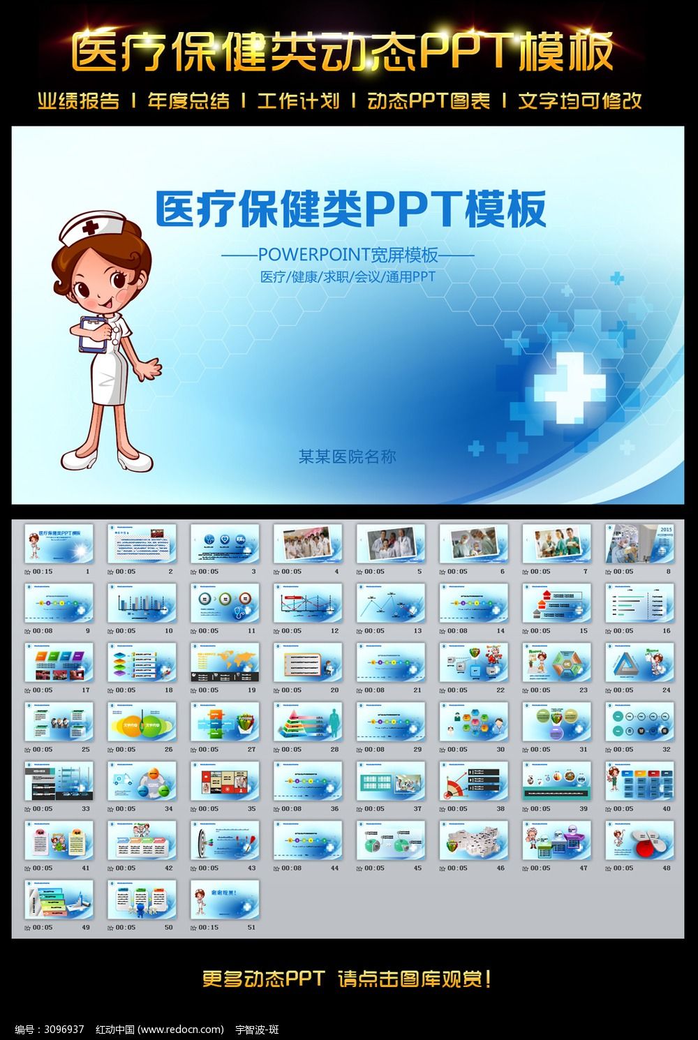 医疗保健类工作汇报动态PPT模板_ppt模板\/PP