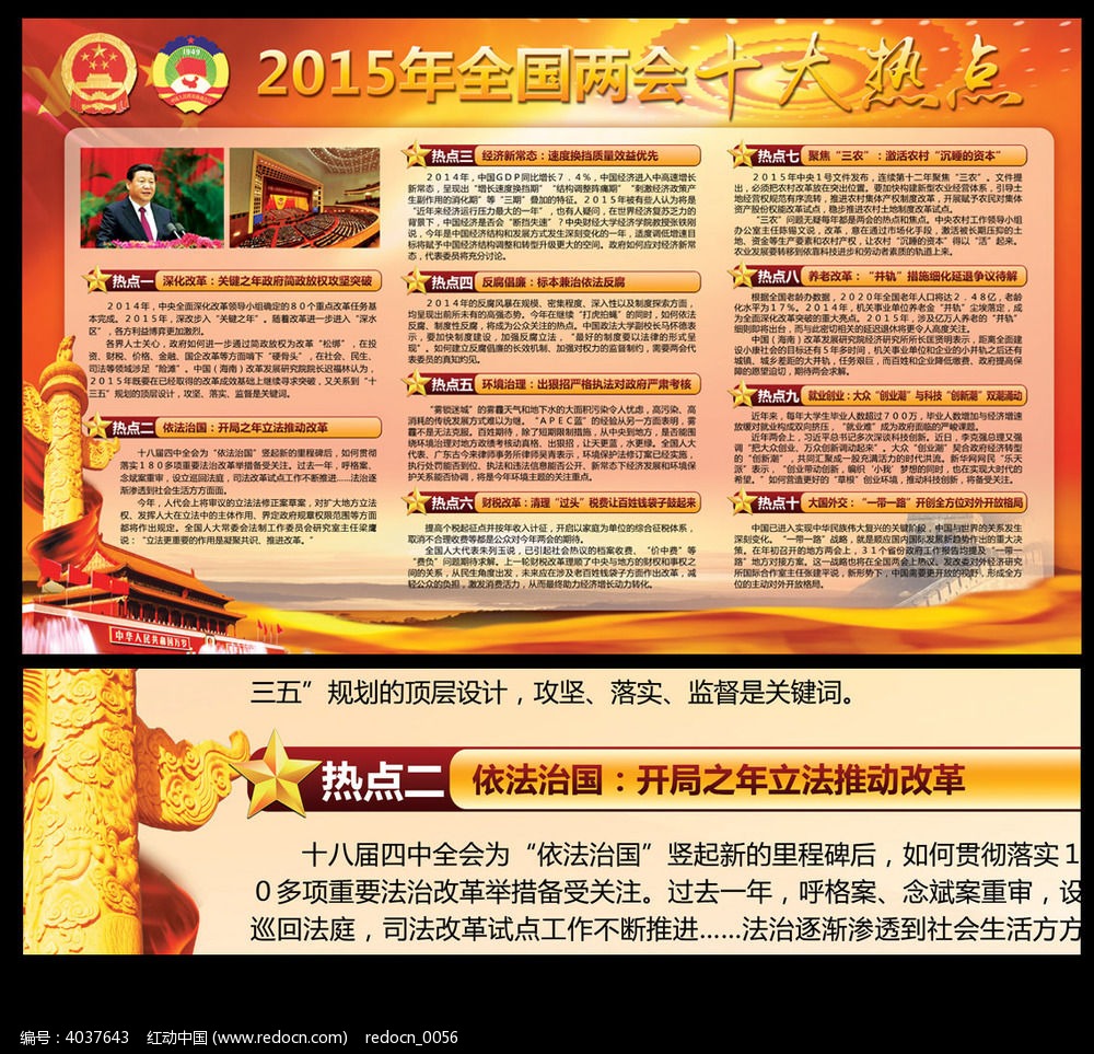 2015年全国两会十大热点展板_企业\/学校\/党建