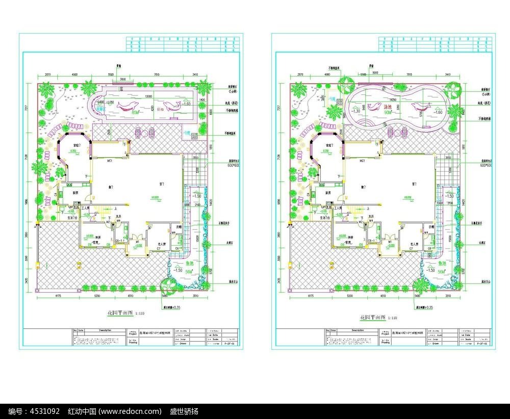 别墅花园cad平面图_CAD图纸图片素材