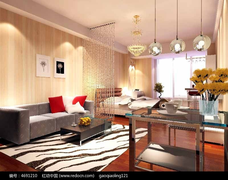 一室一厅小户型装修模型max_3D模型\/3D素材