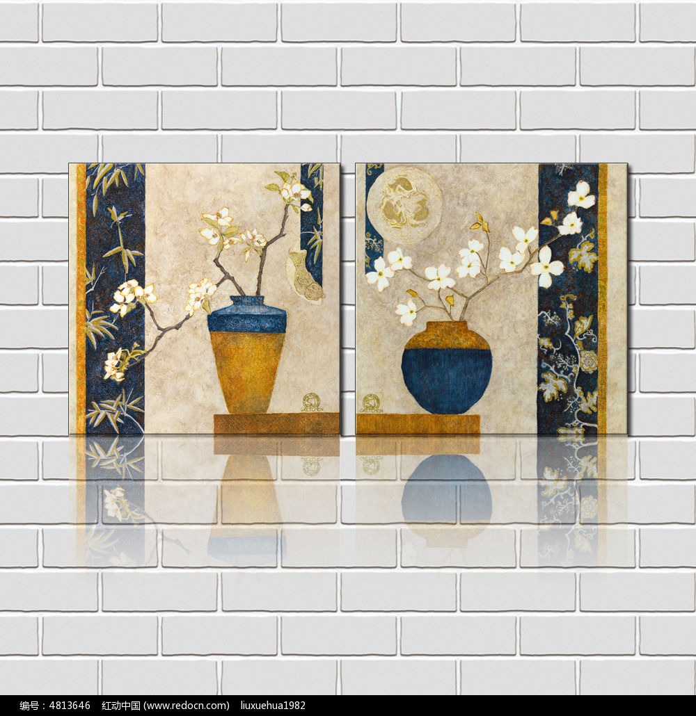 鲜花花瓶装饰画无框画_装饰画\/电视背景墙图片素材