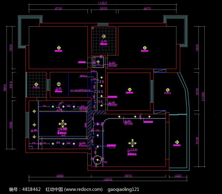 吊顶施工图cad图纸