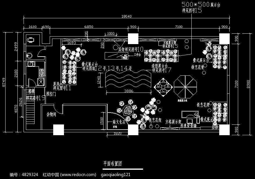 花房装修平面造型设计图纸_CAD图纸图片素材