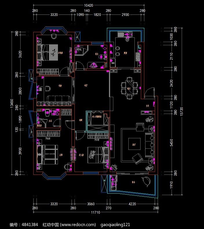 家装户型平面家具尺寸图纸