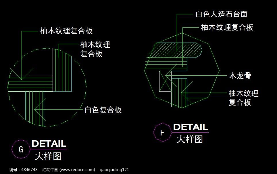 家装柜子大样节点图纸