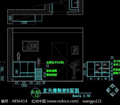 图纸兼鞋柜D面图_CAD玄关图片素材溢流阀图纸图片