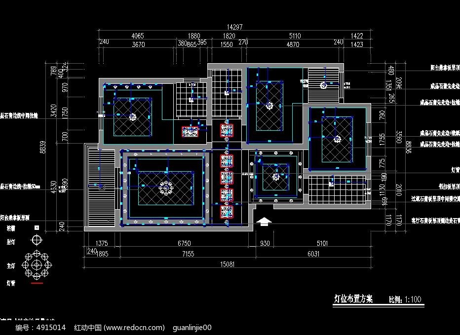 原创设计稿 cad图库 室内装修 灯具布置设计方案  请您分享: 素材描述