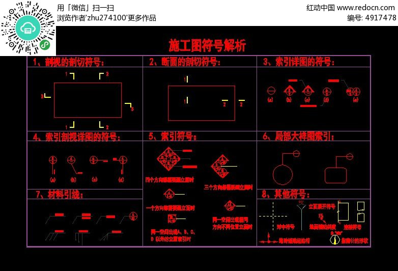 家装户型施工图符号解析图