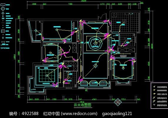 客厅开关布置图纸cad素材下载