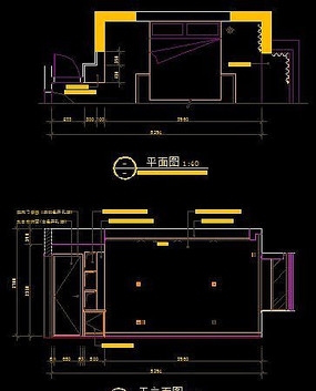 次卧室床头背景立面图