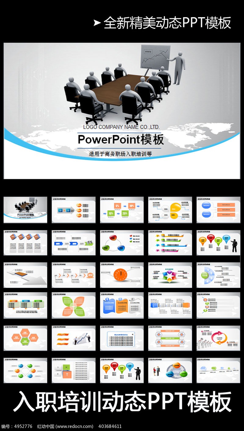 企业员工入职培训会议报告动态ppt模板