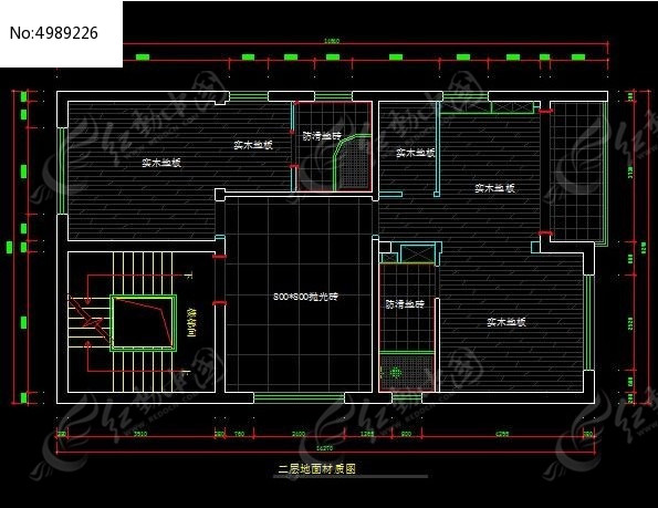 都市风格自建别墅二层地面材质图