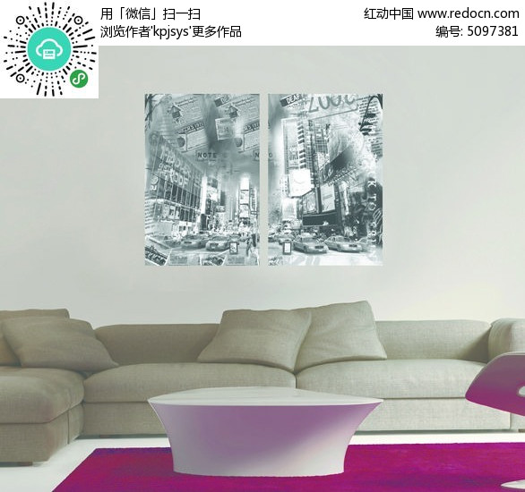 欧美复古风格黑白装饰画设计图片