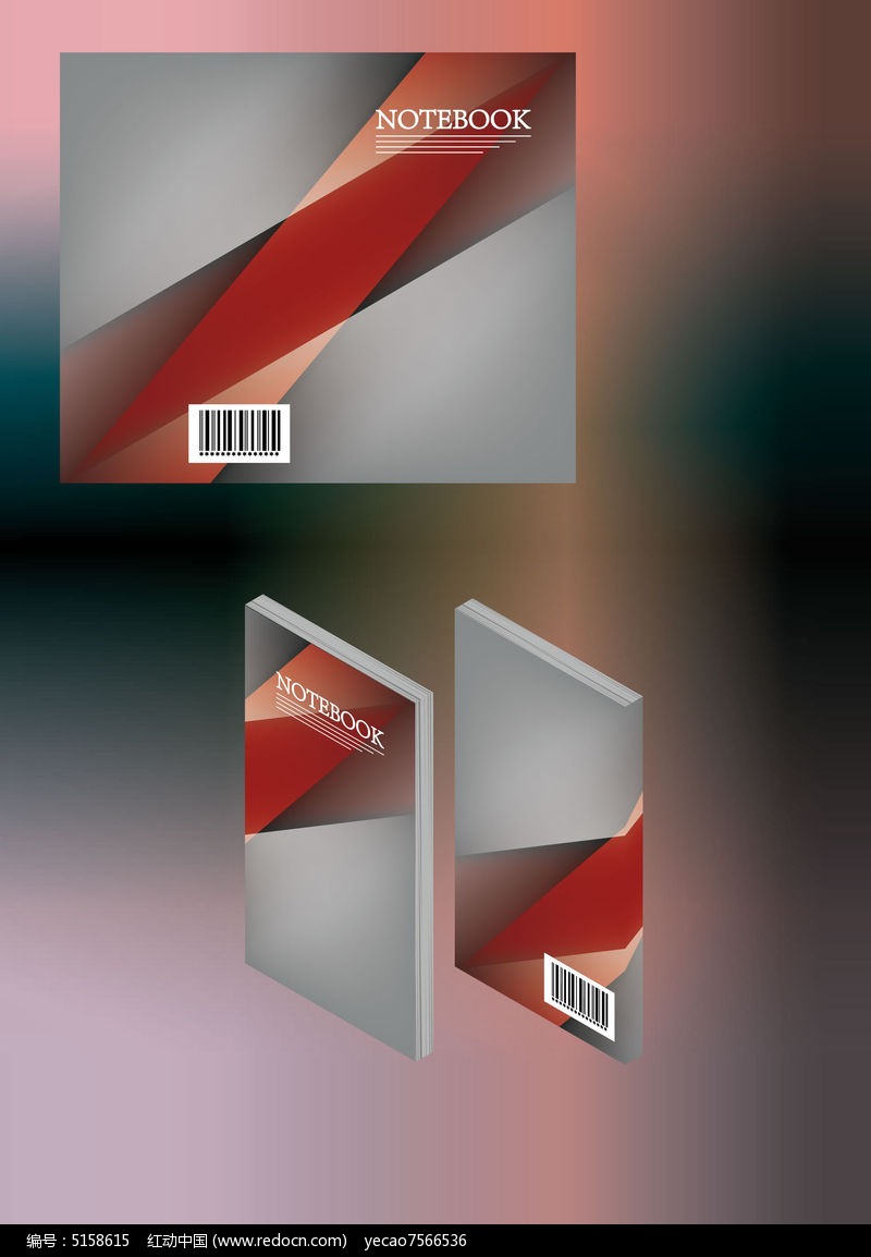 封面设计 斜对称时尚笔记本书籍画册封面模板  素材描述:红动网提供
