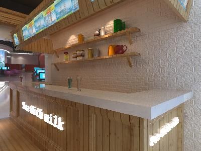 田园风格小吃店吧台装修3D模型素材资料3dm