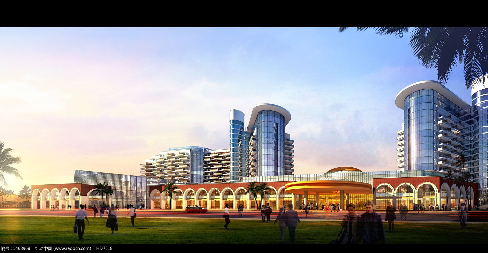 黄昏商业广场步行街玻璃建筑素材下载(编号5468968)_红动网