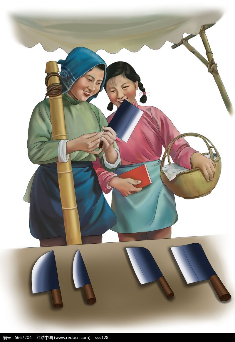 原创分层手绘卖刀商业插画设计