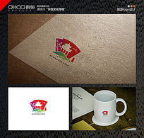 亭子旅游时尚山水扇面logo