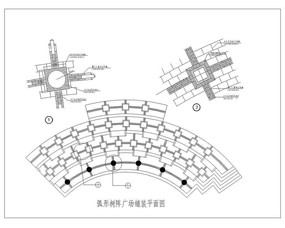 弧形树阵广场铺装平面图cad dwg