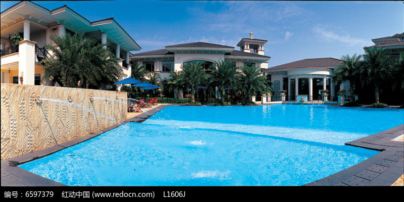 酒店吐水喷泉游泳池JPG素材下载_水景设计图片