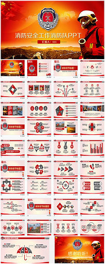 精致大气消防队消防局消防安全培训工作ppt