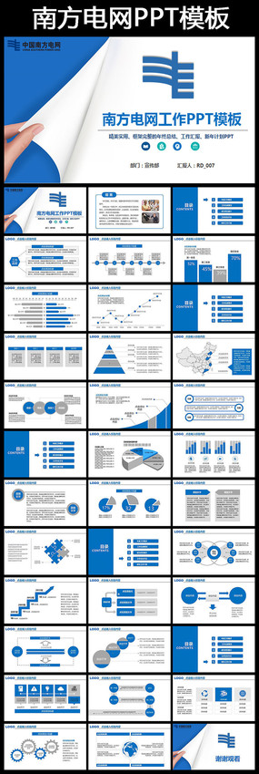 南方电网工作计划总结ppt模板