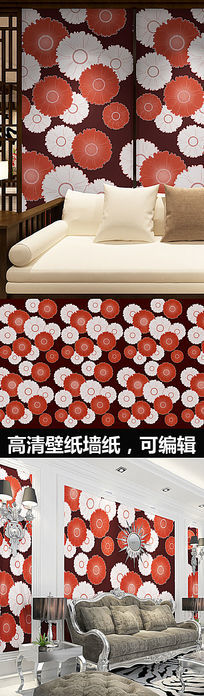 欧式圆形图案花纹墙纸