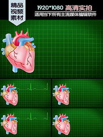 心脏跳动心电图医学演示动画