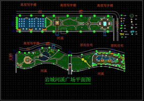 原创设计稿 cad图库 cad总平 水景广场平面图