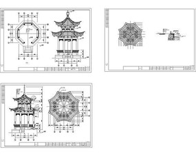 重檐八角亭建筑施工图