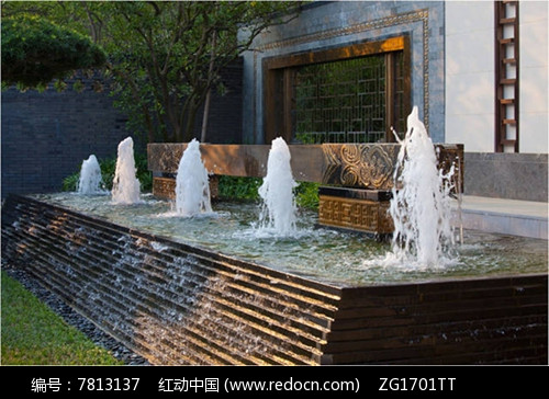 叠水涌泉水景