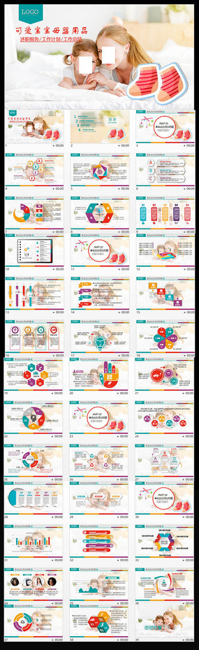 可爱宝宝母婴用品母婴ppt模板