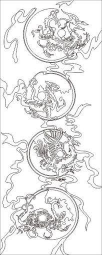 四神兽雕刻图案 cdr
