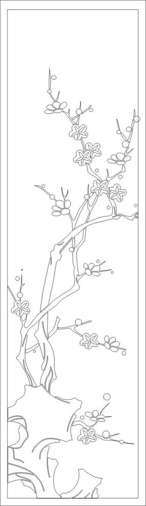 梅花树雕刻图案