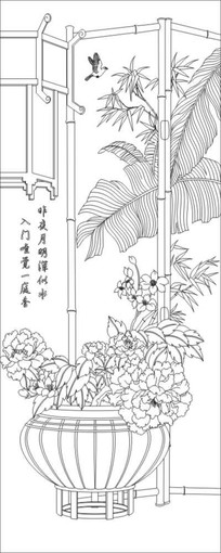 芭蕉花雕刻图案