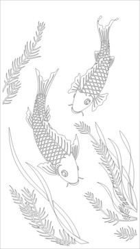 朵朵荷花门图雕刻图案