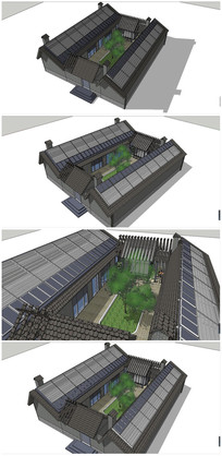 民间农家四合院素材su模型