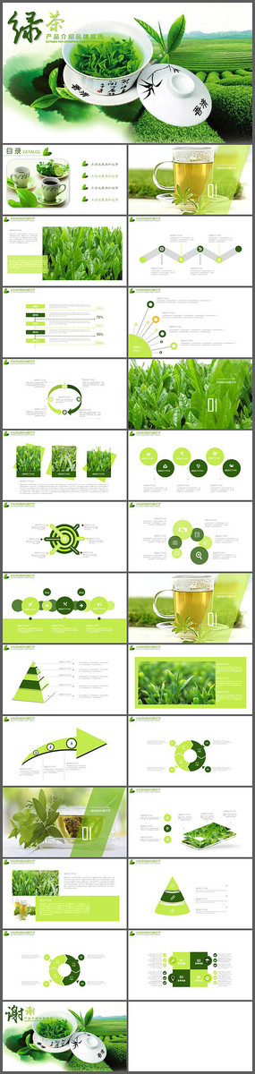 绿茶茶叶工作汇报ppt模板