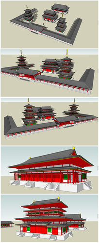 汉代古建寺庙SU建筑模型