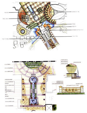 喷泉驳岸设计手绘图