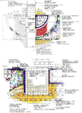 跌水小广场铺装节点详图