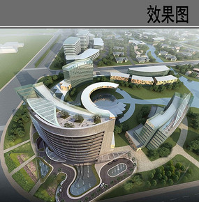现代建筑设计鸟瞰效果图